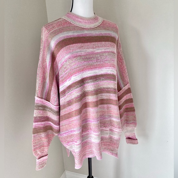 NWT Free People Easy Street Space Dye Sweater in Sand & Sugar Combo Size XS - Picture 5 of 10